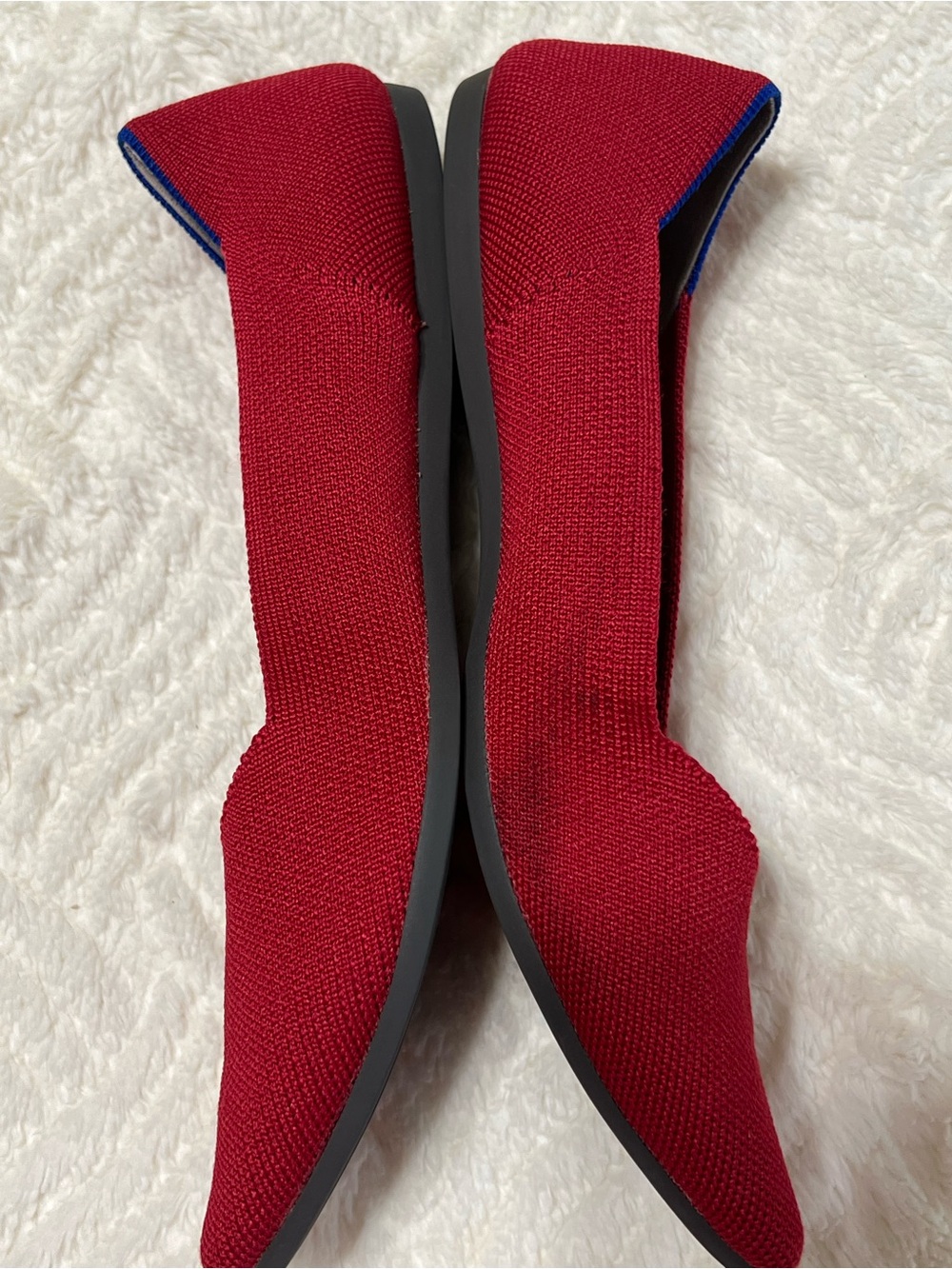 Rothy’s The Point Flats Women’s 9.5 Red Blue Knit Pointed Toe Washable - Picture 5 of 11
